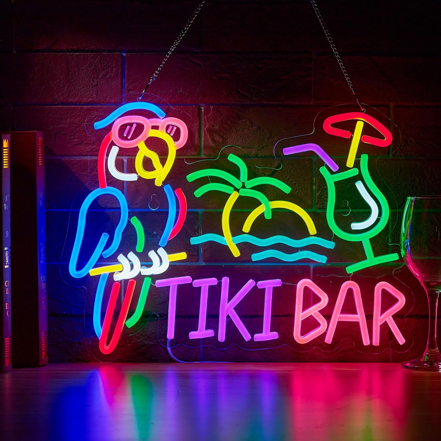Tiki Bar Parrot Palm Tree Neon - Beer & Wine Jockey Plaza Shopping review and price