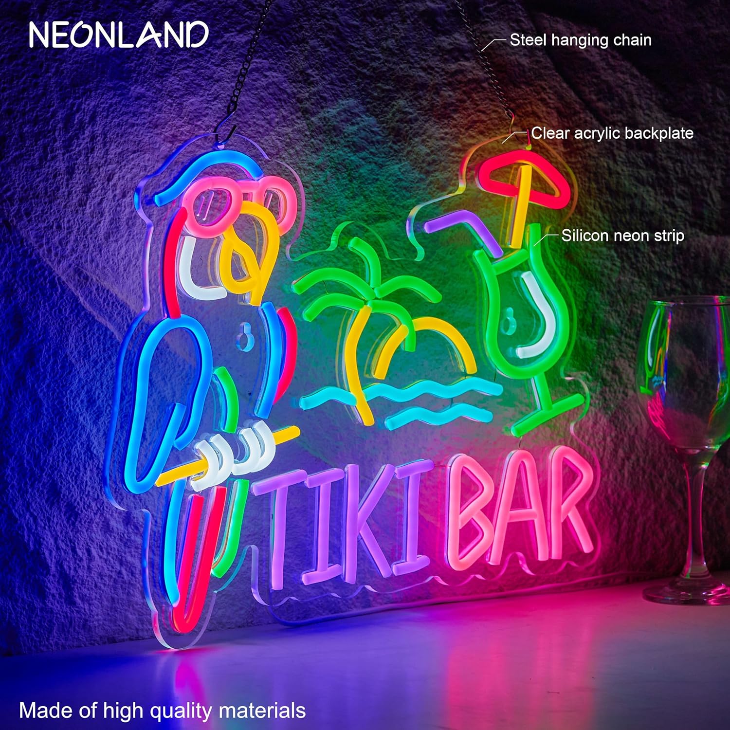 Tiki Bar Parrot Palm Tree Neon - Beer & Wine Jockey Plaza Shopping review and price
