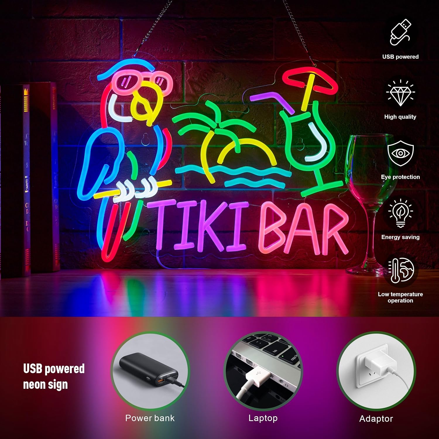 Tiki Bar Parrot Palm Tree Neon - Beer & Wine Jockey Plaza Shopping review and price